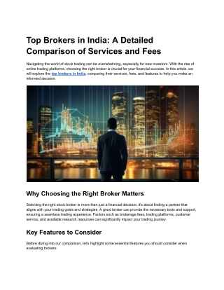 Top Brokers in India: A Detailed Comparison of Services and Fees