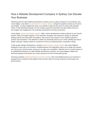 How a Website Development Company in Sydney Can Elevate Your Business