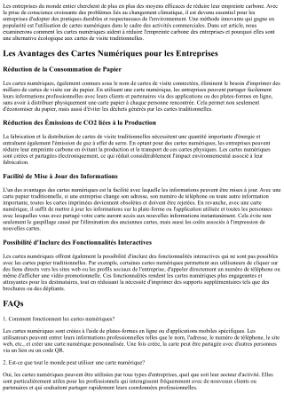 Comment les Cartes Numériques Réduisent l'Empreinte Carbone dans les Entreprises