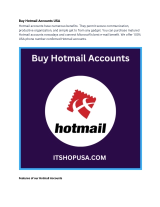Buy Hotmail Accounts USA