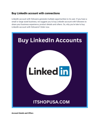 Buy LinkedIn account with connections
