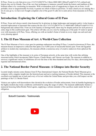 Top 10 Must-Visit Museums in El Paso, Texas