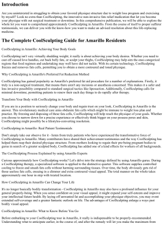 Transform Your Body with CoolSculpting in Amarillo