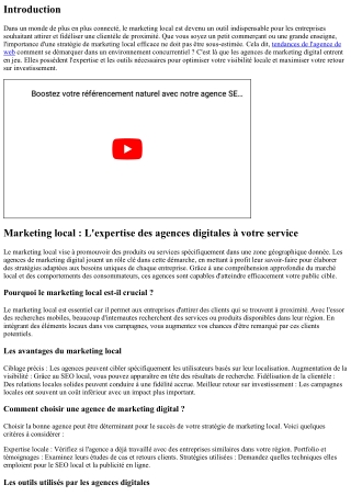 Marketing local : L'expertise des agences digitales à votre service