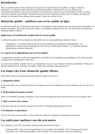 “Démarche qualité : améliorer son service public en ligne”