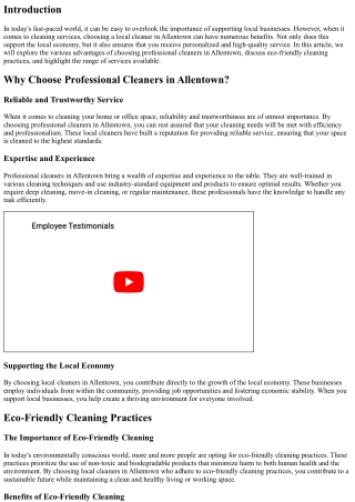 Supporting Local Economy with Local Cleaners in Allentown