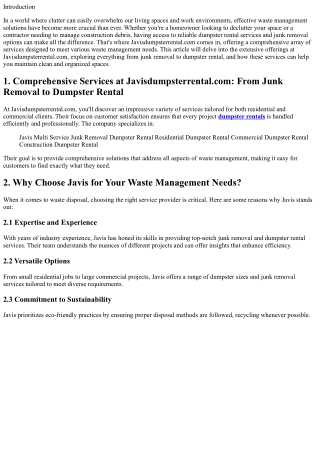 Comprehensive Services at Javisdumpsterrental.com: From Junk Removal to Dumpster