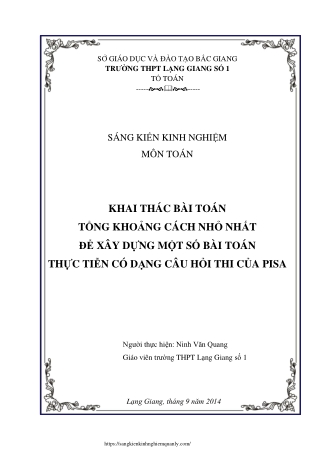 Xây dựng một số bài toán thực tiễn có dạng câu hỏi thi của PISA