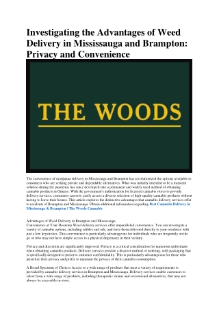 Weed Delivery Brampton | The Woods Cannabis