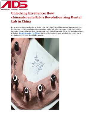 Revolutionising Dental Lab in China