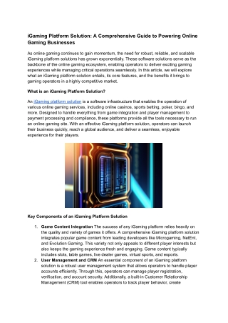 iGaming Platform Solution