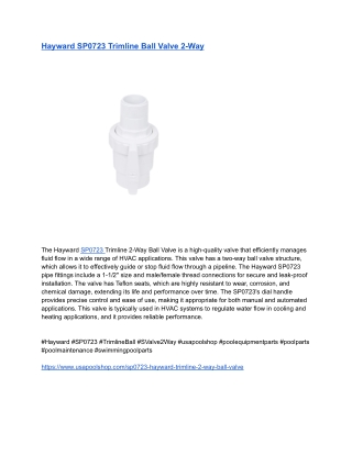 Hayward SP0723 Trimline Ball Valve 2-Way
