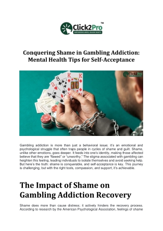 Conquering Shame in Gambling Addiction:  Mental Health Tips for Self-Acceptance