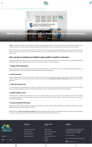 Ultimate Guide to Maintaining Your Water Purifier for Peak Performance - Himajal