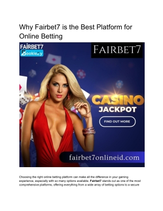 Why Fairbet7 is the Best Platform for Online Betting