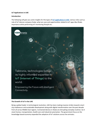 Types of IoT Applications in UAE