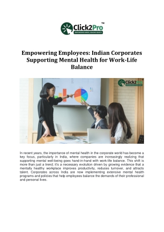 Empowering Employees Indian Corporates Supporting Mental Health for Work Life Balance
