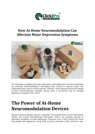 How At Home Neuromodulation Can Alleviate Major Depression Symptoms