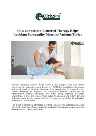 How Connection Centered Therapy Helps Avoidant Personality Disorder Patients Thrive