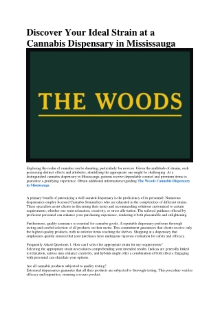 The Woods Cannabis Besy in Mississauga
