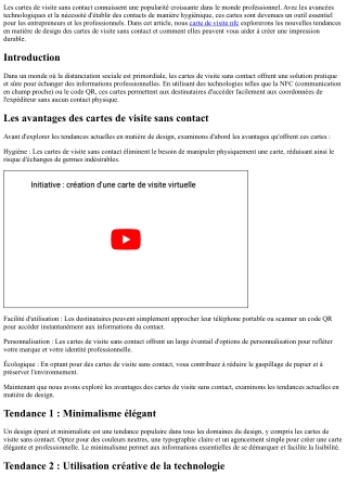 Les nouvelles tendances en matière de design des cartes de visite sans contact