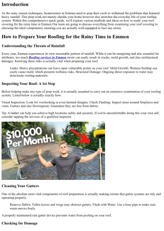 Just how towards Prepare Your Roofing for the Rainy Time in Emmen