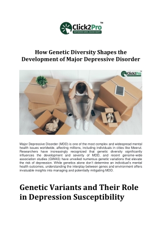 How Genetic Diversity Shapes the Development of Major Depressive Disorder