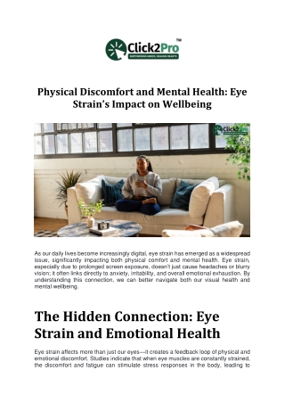 Physical Discomfort and Mental Health Eye Strains Impact on Wellbeing