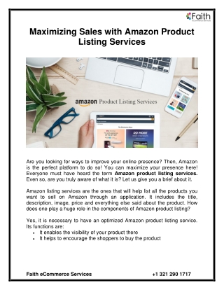 Maximizing Sales with Amazon Product Listing Services