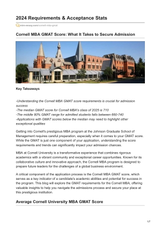 Cornell MBA GMAT Score: 2024 Requirements & Acceptance Stats