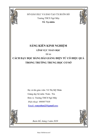 Cách dạy học bằng bài giảng điện tử có hiệu quả trong trường THCS