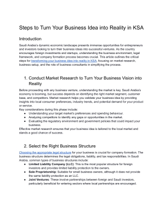 PDF Steps to Turn Your Business Idea into Reality in KSA