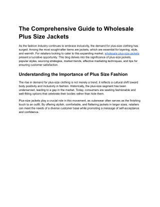 The Comprehensive Guide to Wholesale Plus Size Jackets