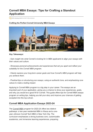 Cornell MBA Essays: Tips for Crafting a Standout Application