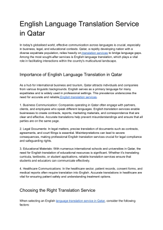 English Language Translation Service in Qatar