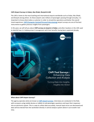 CAPI Airport Surveys in Dubai