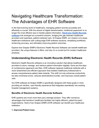 Navigating Healthcare Transformation_ The Advantages of EHR Software