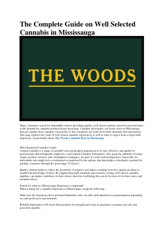 The Woods Cannabis Besy in Mississauga