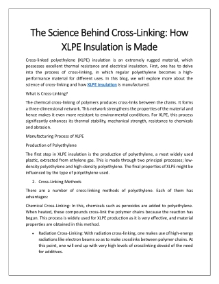 The Science Behind Cross-Linking How XLPE Insulation is Made