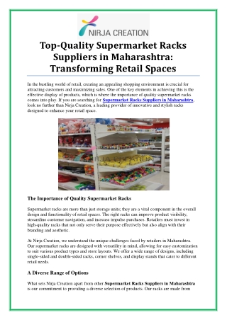 Top Supermarket Racks Suppliers in Maharashtra for Quality and Durability