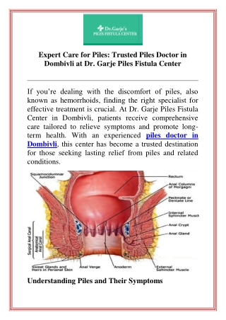 Expert Care for Piles Trusted Piles Doctor in Dombivli at Dr. Garje Piles Fistula Center