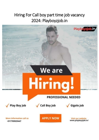 Hiring For Call boy part time job vacancy 2024 Playboyzjob.in