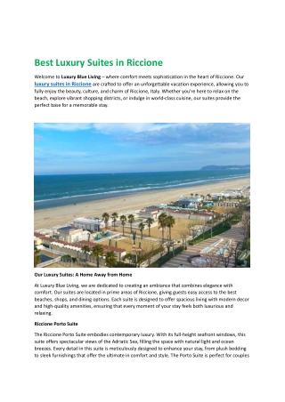 Best Luxury Suites in Riccione