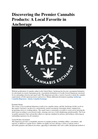 Alaska Cannabis Exchange Anchorage