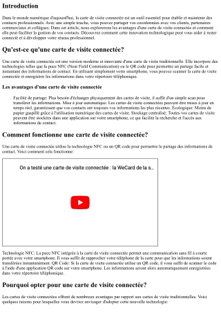 Carte de Visite Connectée: Vos Contacts à Portée de Main!
