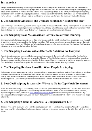 Beat the Heat with CoolSculpting in Amarillo This Summer