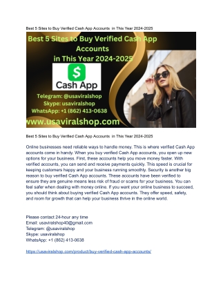 Best 5 Sites to Buy Verified Cash App Accounts  in This Year 2024-2025