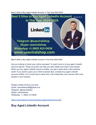 Best 5 Sites to Buy Aged LinkedIn Account  in This Year 2024-2025