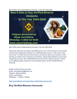 Best 5 Sites to Buy Verified Binance Accounts  in This Year 2024-2025