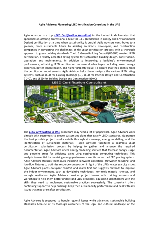 Pioneering LEED Certification Consulting in the UAE